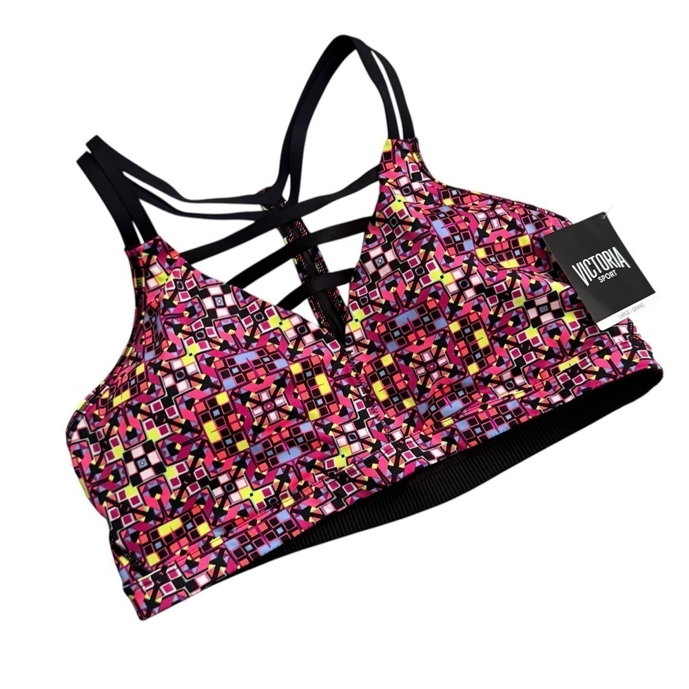 NWT Victoria's Secret Sport Bra Geometric Print mesh size Large
